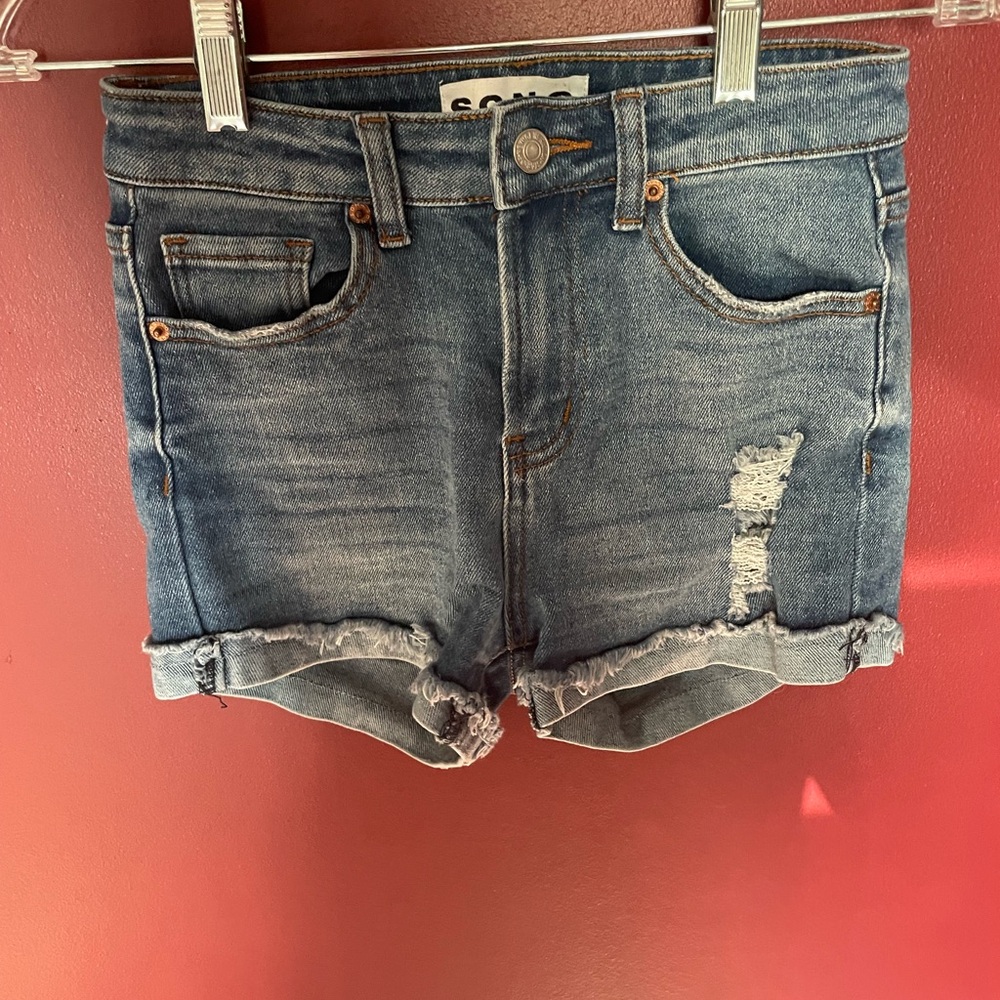 SO Blue Denim Distressed Jean Shorts